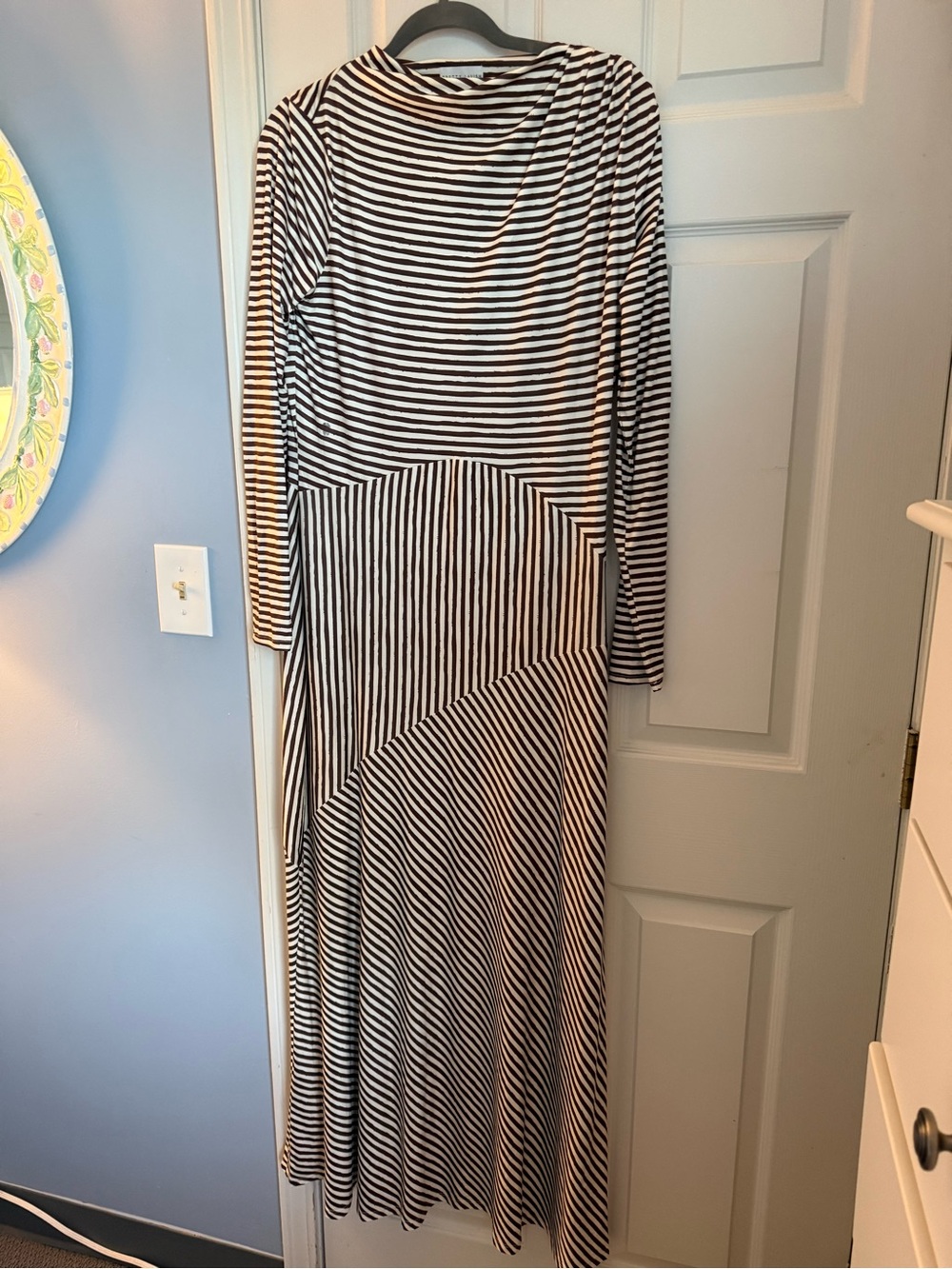 Pretty Lavish Brown and White Striped Long Sleeve Maxi Dress
